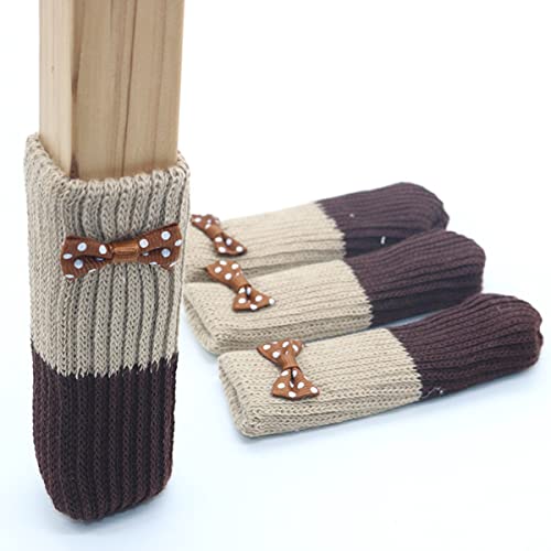 Lochimu 24PCS Table Chaise de Pied Pied Couvrette Chaise de Jambe Jouer à nœuds Papillon Meuble de Meubles élastiques en tricoté Table Tabouret Pad TAUTE(蝴蝶结)