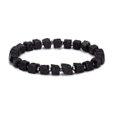 LCDIUDIU Armband Damen,6Mm Naturstein Lava Bergkristall Armband Vintage Unregelmäßige Quadratische Stretch Perlen Angst Armband Energie Edelsteine Perlen Armreif Schmuck Für Männer Frauen Geschenk