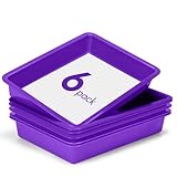 ShineMe 6 Pack Paper Trays for Classroom, Purple Plastic Book Bins with Colorful Labels, Stackable Letter Size Storage Tray, Desk Organizer Tray for Home, School and Office
