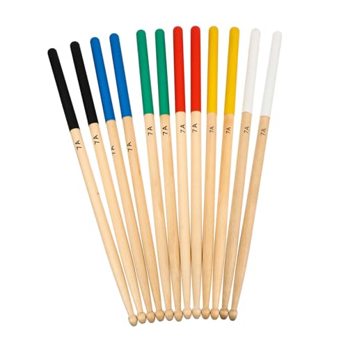 6 pares de baquetas ligeras de madera de arce natural con agarre antideslizante para principiantes, estudiantes y profesionales, para baterías acústicas y bandas de marcha