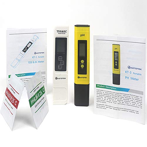 KETOTEK Digital Water TDS Meter PH Meter, PPM Tester has TDS-EC-Temp (3-in-1) and ±2% Accuracy, PH Tester with 0-14.00PH and 0.01 Accuracy, TDS PH Meters for Aquariums Water, Hydroponics, RO System - Thumbnail 7