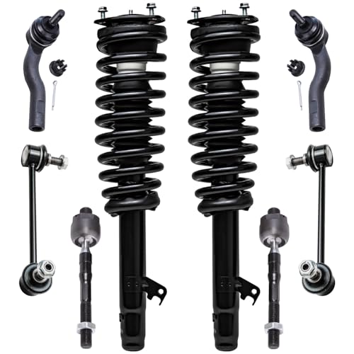 Image of Detroit Axle - Front Struts Kit for 2003-2008 Mazda 6, 2 Struts and Coil Spring Assembly 2 Sway Bars 4 Inner Outer Tie Rods 2004 2005 2006 2007 Replacement Suspension Kit
