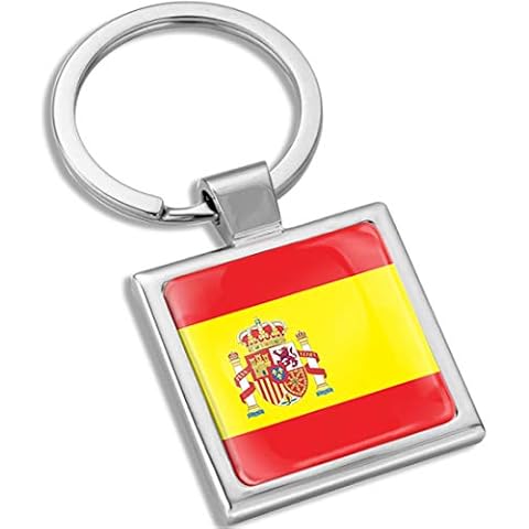 Biomar Labs® Metal 3D Keyring Key Ring Chain Stainless Steel Gift Box Men Women Keychain Bag Accessories Jewelry Handbag Spain Spanish National Flag KK 287 Cover
