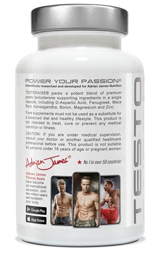 Adrian James Nutrition - Testoraise Testosterone Supplements for Men, Premium Grade Testosterone Booster with Ashwagandha, Maca Root, Fenugreek, Magnesium, Zinc, Boron, Vitamin D3 & E, 180 Capsules - Image 3