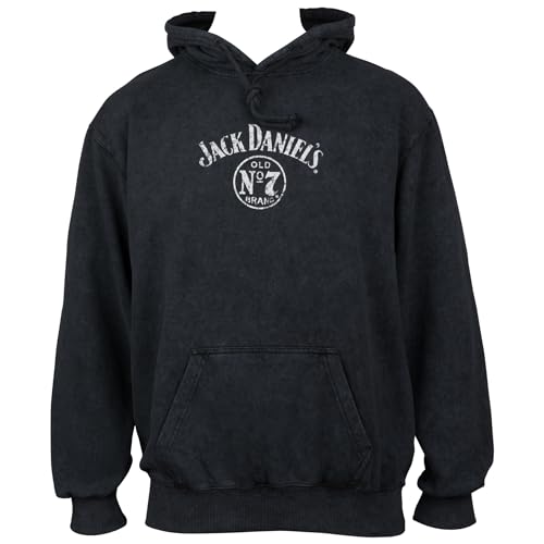 Changes Jack Daniel's Label Mineral Wash Front and Back Print Pull-Over Hoodie