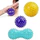 URAQT Massagebälle Faszienball, 3er Set Igelball Set, Spiked Massage Ball Hart, Massagebälle mit Noppen,für Rücken Beine Füße Hände