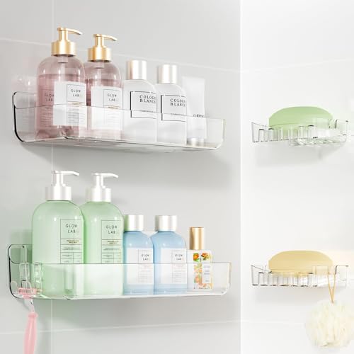 Sotfamily Clear Shower Caddy, Acrylic Wall Mounted Shower Shelves...
