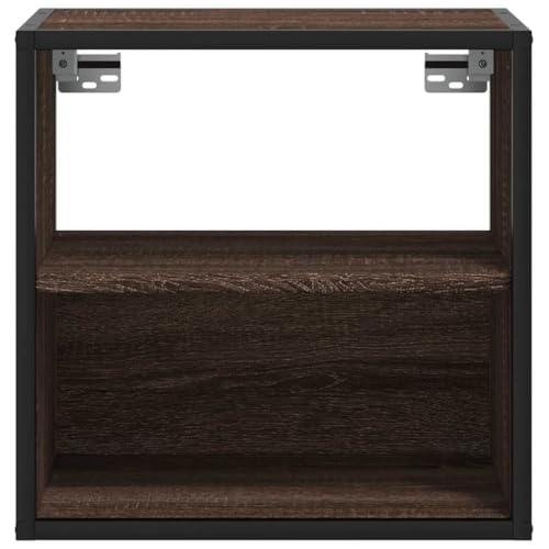 Table de chevet murale aspect chêne marron avec 2 étagères