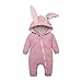 Verve Jelly Neugeborenes Baby Unisex Bodysuit Nettes Hasenohr Langarm Reißverschluss Strampler Herbst Winter Pyjama Outfit Rosa 59 0-3 Monate