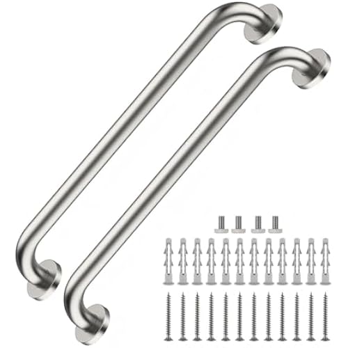 2 Pack 24 Inch Satin Brush Nickel Shower Grab Bar - 1.5" Diameter,ZUEXT Stainless Steel Bathroom Grab Bar, Bath Balance Bar,Safety Hand Rail Support, Handicap Injury Elderly Senior Assist Bath Handle