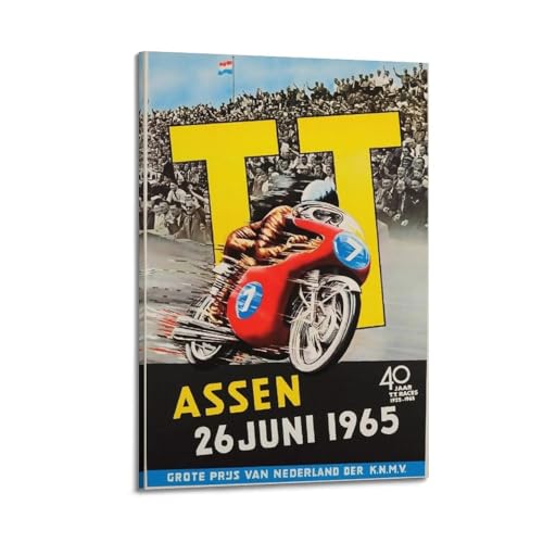 Poster moto 1965 Île de Man TT pour chambre à coucher déco vintage rétro sur toile 60x90