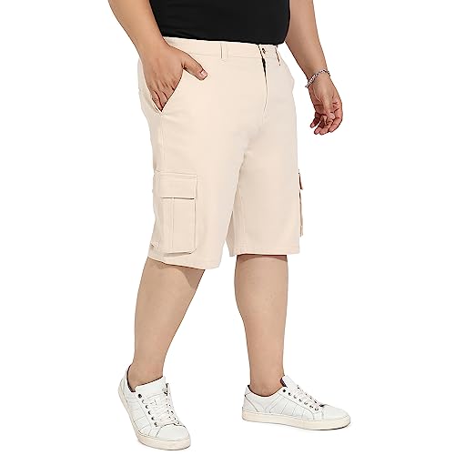 Image of Instafab Plus Men's Cargo Shorts for Casual Wear | 6 Pockets | Plus Size Fit | Button Closure | Cotton Poly Cargo Shorts Crafted with Comfort Fit for Everyday Wear