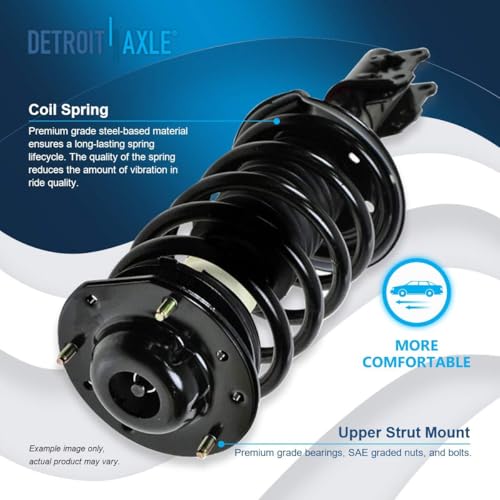 Image of Detroit Axle - 6pc Front Struts Kit for 2004-2012 Chevy Malibu Pontiac G6 Saturn Aura, 2005 2006 2007 2008 2009 2010 2011 Struts with Coil Spring Sway Bar Ends Outer Tie Rods Suspension