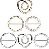 6PCS Silk Scarf Ring Clip for Women T-shirt Tie Clips Clothing Wrap Holder Fashion Round Circle Belt Buckle Waist Cinch For Womens Accessories Gold/Silver