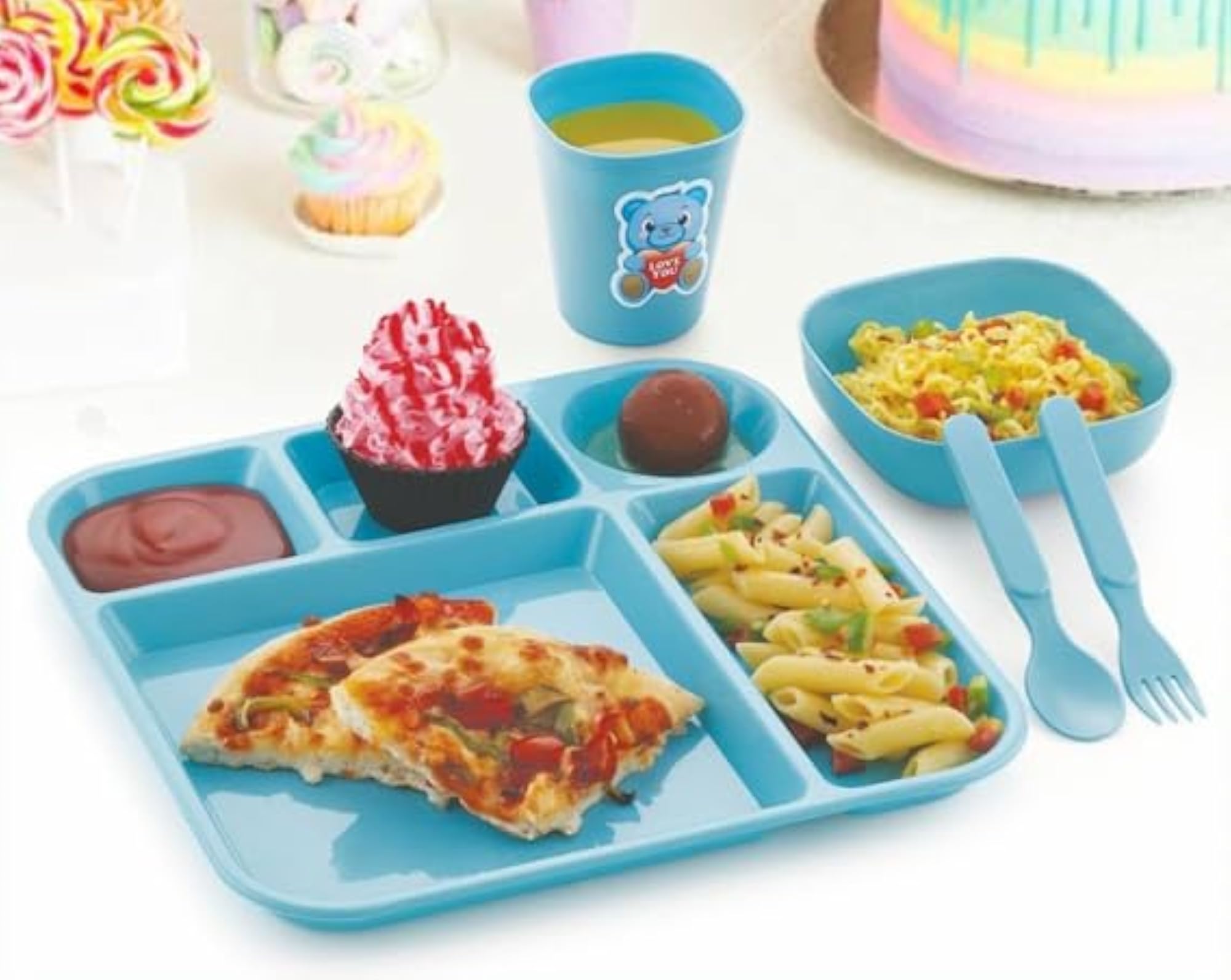 Kids Plastic Plate Set with Partition and Bowl