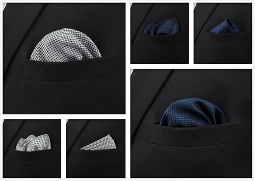 SHLAX&WING 5 Pieces Assorted Mens Silk Pocket Square Handkerchiefs Set 16