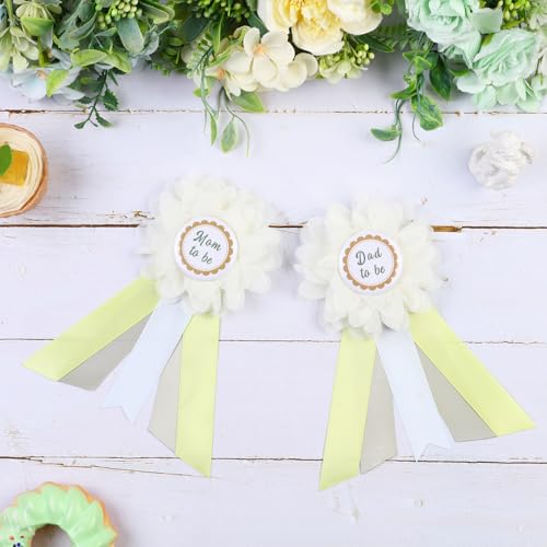 Image of Pea Green Gender Reveal Maternity Sash Kit, Sage Green Baby Shower Belly Belt and Mom to Be Dad to Be Corsage Pins, New Parent Pregnancy Announcement Photo Props Party Supplies