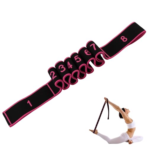 Fitness Resistance Band for Stretching and Yoga, 8-Section Elastic Training Bands, Number Stretch Resistance Band with Clear Markings for Home Gym Training(Rose Red) - image 1