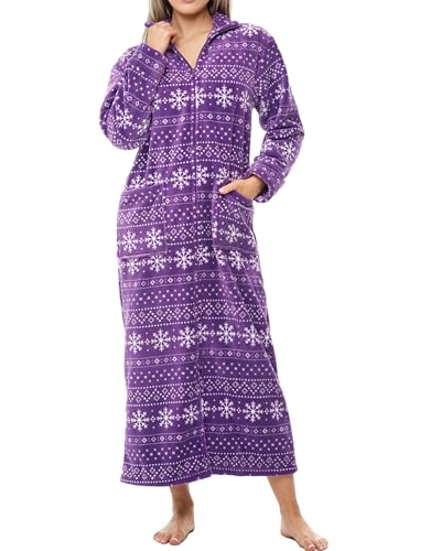 Image of Alexander Del Rossa Long Zip Up Robes, Plush Zipper Robes for Plus Size, Housecoats Zipper Front