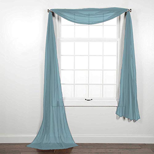 Decotex Elegant Solid Sheer Voile Window Curtain Treatment Panel Drapes Or Scarf Valance in a Variety of Colors (1 Scarf 54
