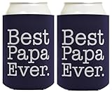Funny Beer Coolie Best Papa Ever Grandpa Gift 2 Pack Can Coolies Drink Coolers Navy