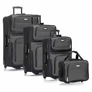 Travel Select Amsterdam Softside Expandable Luggage with Rolling Wheels, Gray, 4-Piece Set (15/21/25/29)
