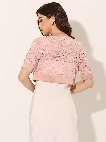 Image of Allegra K Lace Shrug for Women's Cropped Sheer Floral Lace Shrug for Evening Dresses