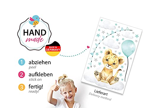 Little Deco Muurstickers muursticker kinderkamer decoratie meisje jongen dieren leeuw ballon wolken sticker baby… - Afbeelding 5