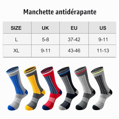 Cirorld 6 Paires Chaussettes Homme 43-46 37-42, Lot Chaussettes de Sport Homme – vue 8