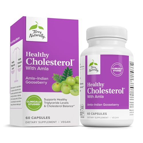 Terry Naturally Healthy Cholesterol with Amla - Antioxidant Supplement for Immune & Heart Support - Supplement to Aid Healthy Cholesterol & Triglyceride - 60 Capsules
