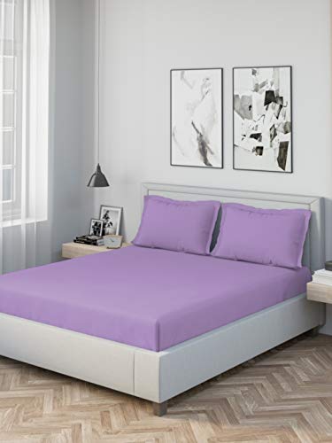 Image of DDECOR - Solids 180TC 100% Cotton Double Bedsheet with 2 Pillow Covers, King Size, Purple