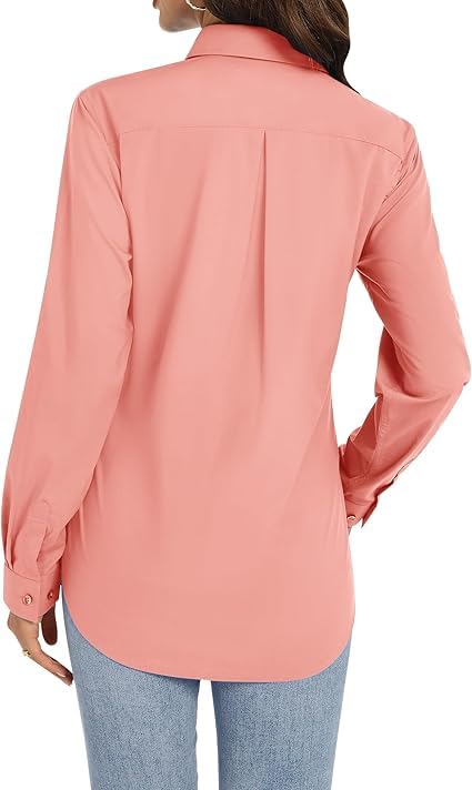 Image of Women's Solid Full Sleeve Rayon Shirt - Regular Fit, Lightweight, Office & Casual Wear Blouse