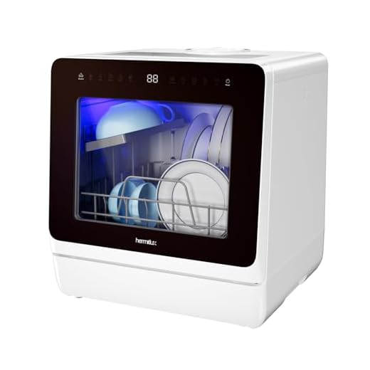 Lavastoviglie da campeggio 4 Hermitlux Lavastoviglie Portatile 7+3 Programmi di Lavaggio, 5 Coperti, Serbatoio dell'acqua Incorporato da 5L, Funzione Delayed Star e Blocco Bambini