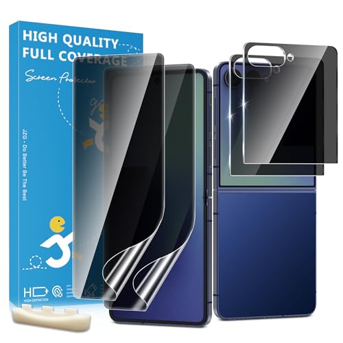 JavoYion 4 Pack for Samsung Galaxy Z Flip 7 Privacy Screen Protector 2 Pac Inside Anti-Spy Soft Film + 2 Pac Front Anti-Spy Glass Case Friendly Privacy Screen Protector for Galaxy Z Flip 7 5G