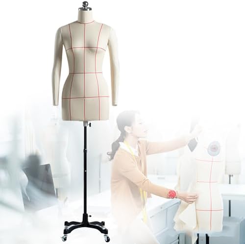 Female Mannequin Torso with Metal Stand, Dress Form Display Model for Clothing & Jewelry, Retail Manikin for Fashion Showcases, Adjustable Height, L84