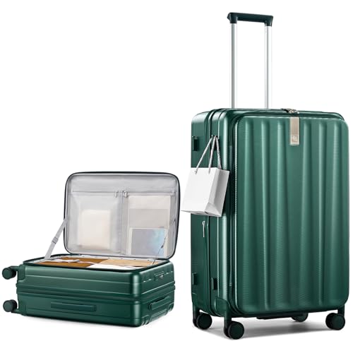 Hanke 26 Inch Expandable Luggage Top Opening Checked Bag Luggage Hard Shell Suitcases with Wheels Lightweight Travel Luggage Heavy Duty Luggage Suitcase with Lock for Woman Men-Blackish Green