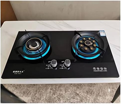 Gas Stove Cooktop 2 Burners,5.2KW Tempered Glass Desktop or Embedded Two Usage Methods LPG/NG (Size : LPG)