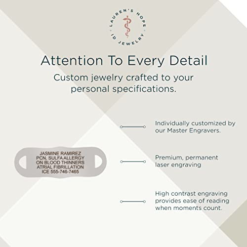 Lauren's Hope Beaded Stretch Medical ID Bracelet in Mixed Metal Tone, Rose Gold, Gold and Silver, Custom Engraved Medical ID Bracelets for Women2