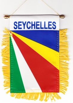 Seychelles Fringed Rear-View Mirror Window Hanging Flag with Suction Cup