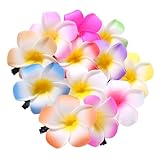 Healeved 12 Piezas Clip De Flor De Hibisco Clip Flor Hawaiana Pinzas Para El Cabello Decorativas Pelo Plumeria Pinzas...