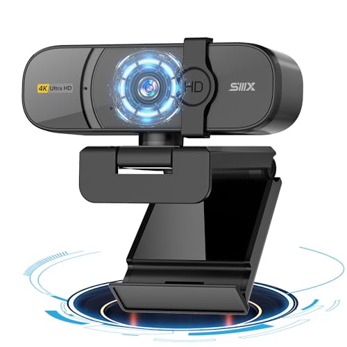 USB Webcam, 4K/60FPS Full HD Webcam für PC, Videoanrufe, Computerkamera mit klarem Stereo-Audio, automatische Lichtkorrektur, Plug&Play, funktioniert mit Skype, Zoom, FaceTime, Hangouts und mehr