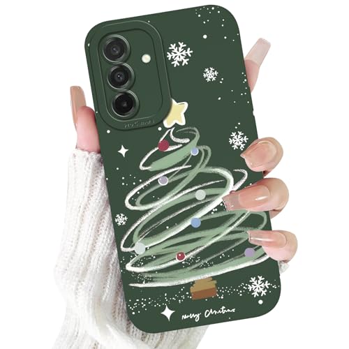 Vxinvnoi Navidad Funda para Samsung Galaxy A26 5G, Carcasa Verde Silicona con Árbol de Navidad Dibujos Animados Diseño, Suave TPU Bumper Protector Case Fundas para Movil Samsung A26 5G 6,64", 01