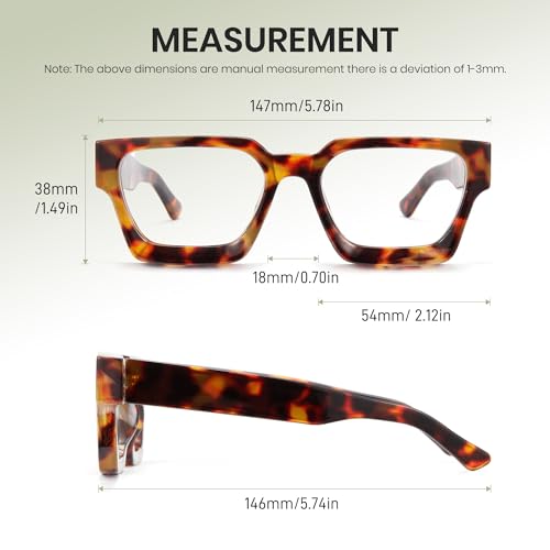 Image of Cyxus 99% Oversized Blue Light Blocking Glasses Women Men Chunky Rectangle Chic Preppy Frame Computer 8143