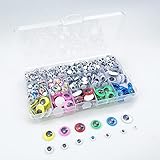 SHANDERBAR 1500 Stücke Kunststoff Selbstklebend Puppe Augen Wiggle Glubschaugen Wackelaugen, Rund und Oval Wackelaugen Basteln mit Farbe Wimpern,