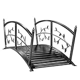 Outsunny Gartenbrücke aus Metall 120 cm Teichbrücke mit Sicherheitsgeländern Antik-Optik Rostbeständig Stabil Metallbrücke dekorative Zierbrücke Brücke für Bach Teich einfache Montage
