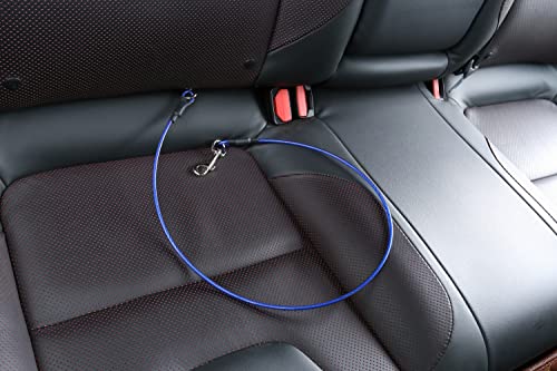 Mogoko Pet Dog Car Seat Belt Restraint, Coated Stainless Steel Chew Proof Dog Vehicle Safety Tether Cable, Double Clip No-Chew Pet Car Leash Lead-40 Inch - Thumbnail 5