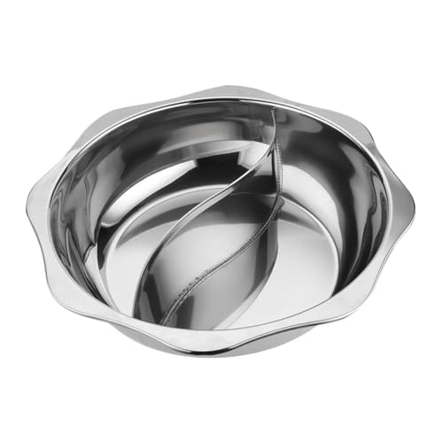 Unomor Stainless Steel Hot Pot Large Cooking Pot 28cm Diameter Shabu Shabu Hot Split Pan for Versatile Cooking
