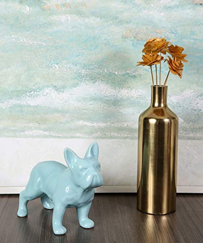 Nayothecorgi French Bulldog Statue - Shiny Blue Standing Ceramic Dog Statue - Decorative Dog Sculpture For Garden Or Home Décor - French Bulldog Dog Outdoor Statue - (9.5” X 4” X 7.75”) #TOP6