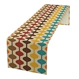 Mid Century Table Runner,Retro 50s 60s Abstract Geometric Kitchen Dining Décor Farmhouse Style Table Décor for Coffee Table Dining Room Table Bedroom Party 13 x 36 Inch