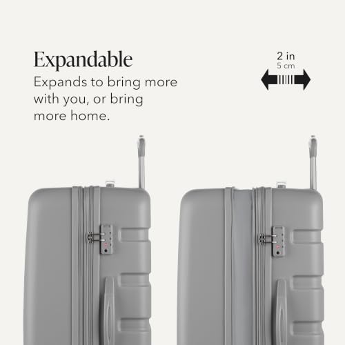 Image of SwissGear 7366 Signature Hardside Expandable Luggage with Spinner Wheels, TSA Lock, Cup-Holder, White, Carry-On 19-Inch, Grey, Checked-Large 27-Inch, Signature Hardside Expandable Luggage With Spinner